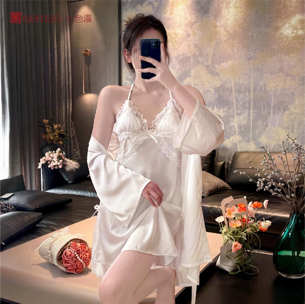 1011 new suspender pajamas for women, sexy pure desire, high-end ice silk pajamas, loungewear with chest pads, pajamas for women