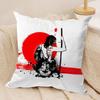 Japanese Style Ink Samurai Cushion Cover Silky Short Plush Invisible Zipper Dustproof Sofa Pillow Case for Home Decor
