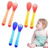 2Pcs/Set Infant Tableware Feeding Spoon Fork Baby Flatware Temperature Sensing Utensils Set