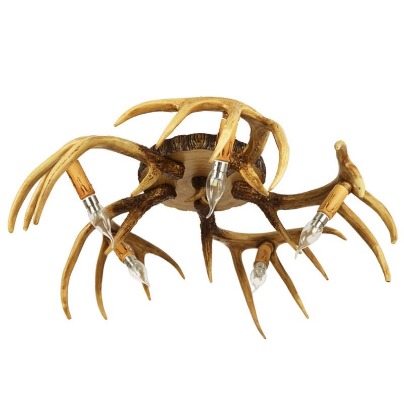 Люстра из рога оленя Ретро Гостиная Столовая Спальня Кабинет Потолочный светильник