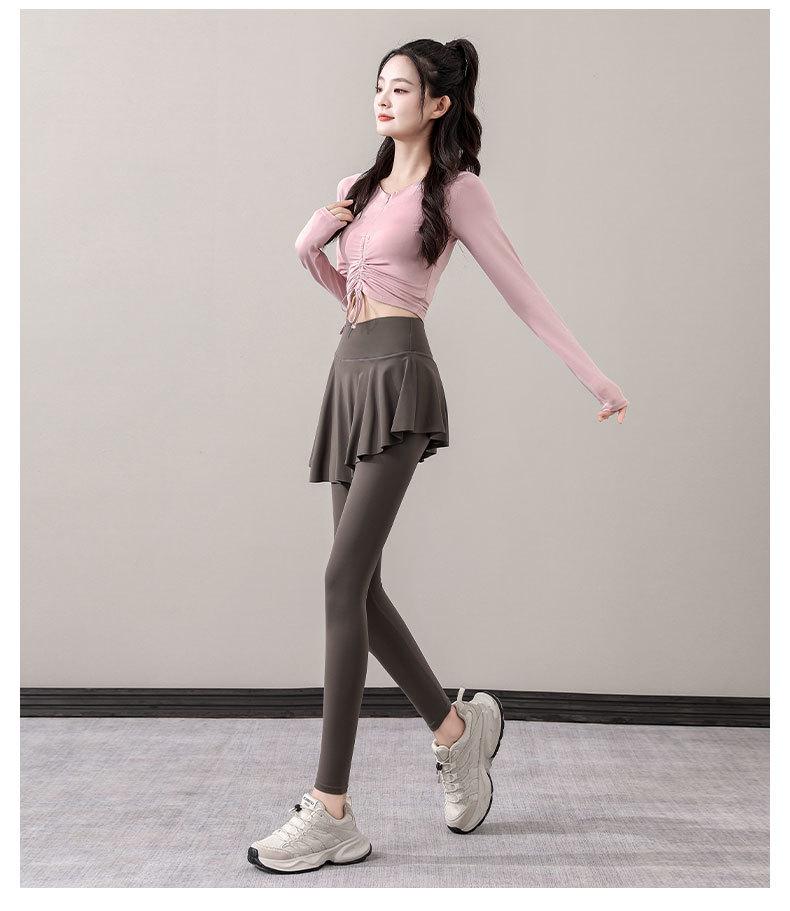 Women's Yoga Shark Pants with Attached Skirt - Quick-Dry, No Line, Autumn/Winter