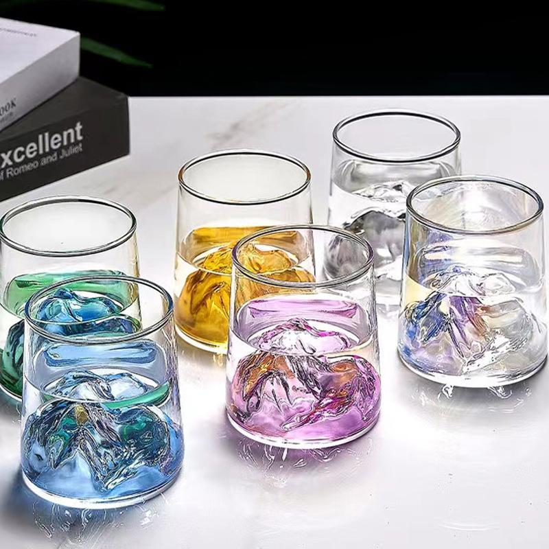 1 шт. японская креативная стеклянная чашка, красочная снежная гора, стеклянная чашка для чая, стакан для виски, стакан для воды, бокалы для вина