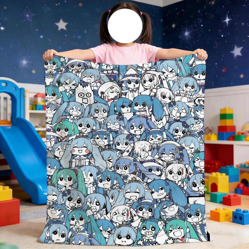 Blanket For H-HHatsune-e Soft Throw Cute Blanket CV01M-MMiku for Picnic Bed Sofa Home Bedroom Cozy Warm Comfortable
