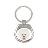 Bichon Frise, Bichon Tenerife, Bichon a Poil Frise - Geometric Keychain with a Photo and the Inscription