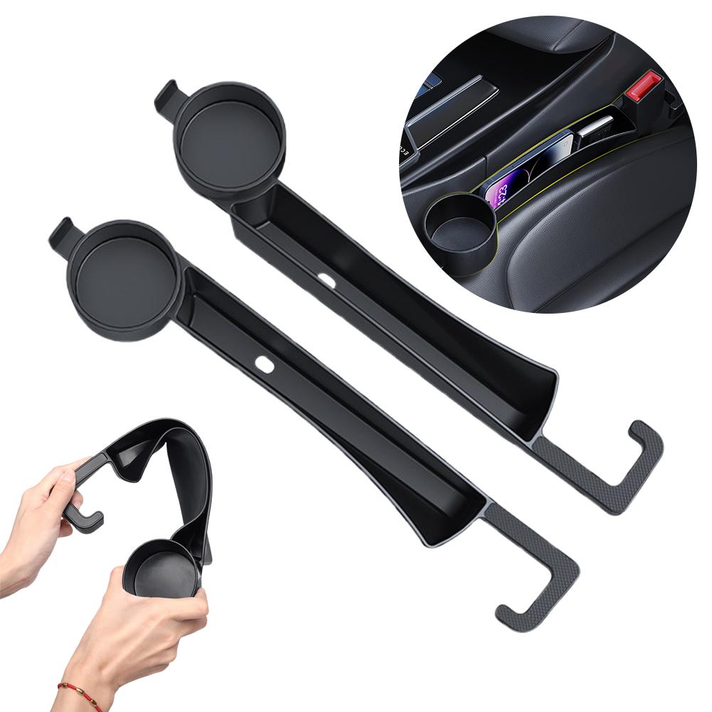 Органайзер для щели между сиденьями автомобиля с двумя слотами и подстаканником, Универсальная уплотнительная лента для заполнения щели в автомобиле, 2 шт., с отверстиями для ремней безопасности