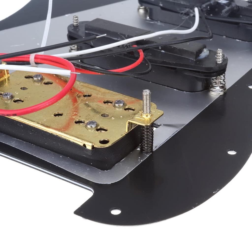 Musiclily 11 Hole HSS Prewired Pickguard Assembly with Single Coil Humbucker Pickup for Fender Stratocaster Squier Black USA/Mexico Guitar, 3-Ply