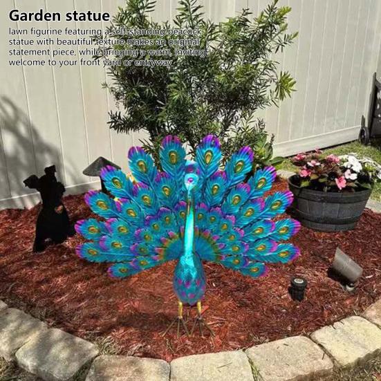 Статуя павлина, устойчивая основа, устойчивая к атмосферным воздействиям, защита от ржавчины, антиокислительная поза, Коллекционная фигурка павлина, ремесленный декор для двора