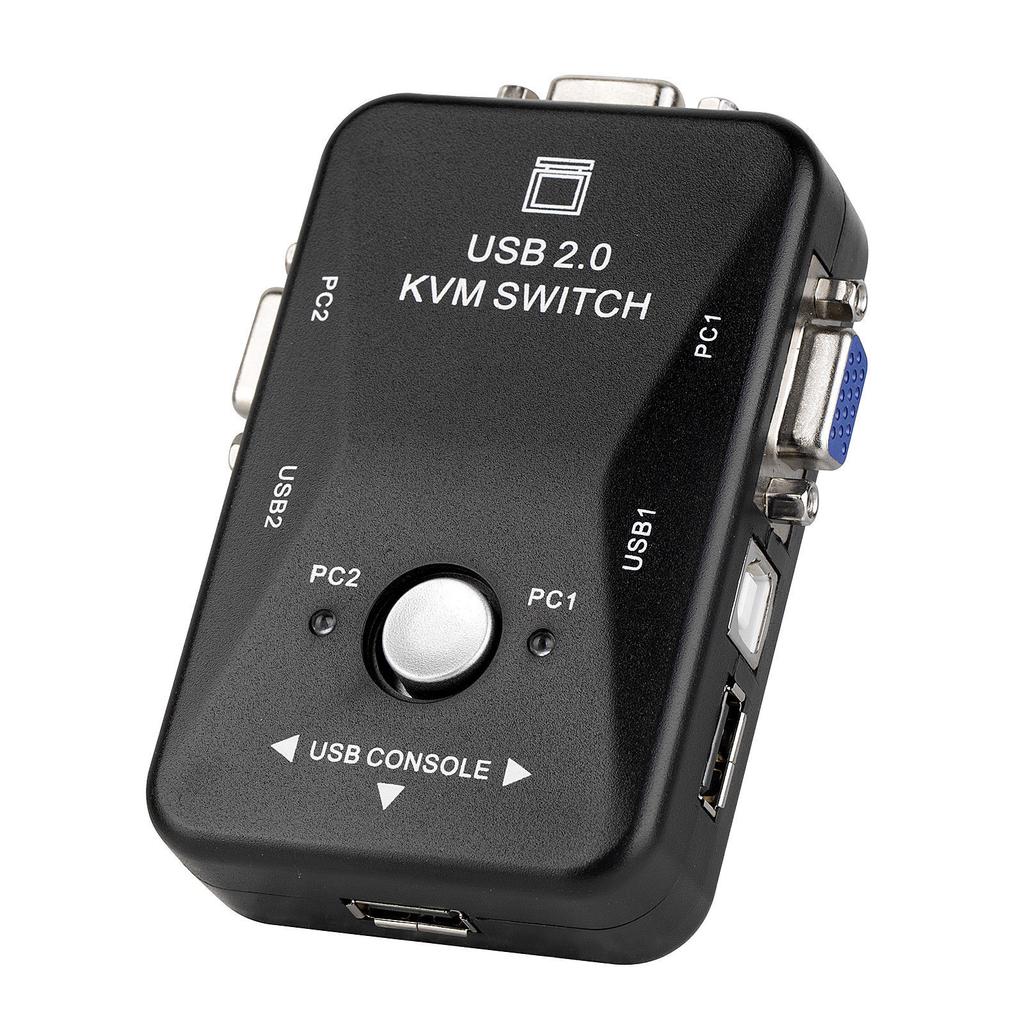 USB VGA KVM Switch 2 Port Share Desktop Laptop Video Monitor LCD Keyboard Mouse