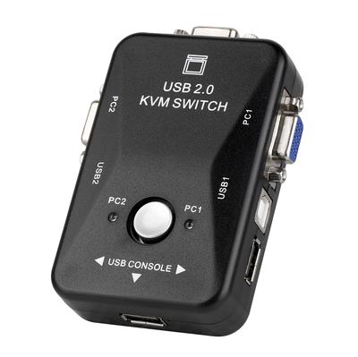 USB VGA KVM-переключатель 2 порта Общий доступ Настольный ноутбук Видеомонитор ЖК-дисплей Клавиатура Мышь