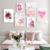 Pink Flower Posters and Prints Love Canvas Painting Petal Decorative Picture for Girl Room Wall Art Scandinavian Decor Poster