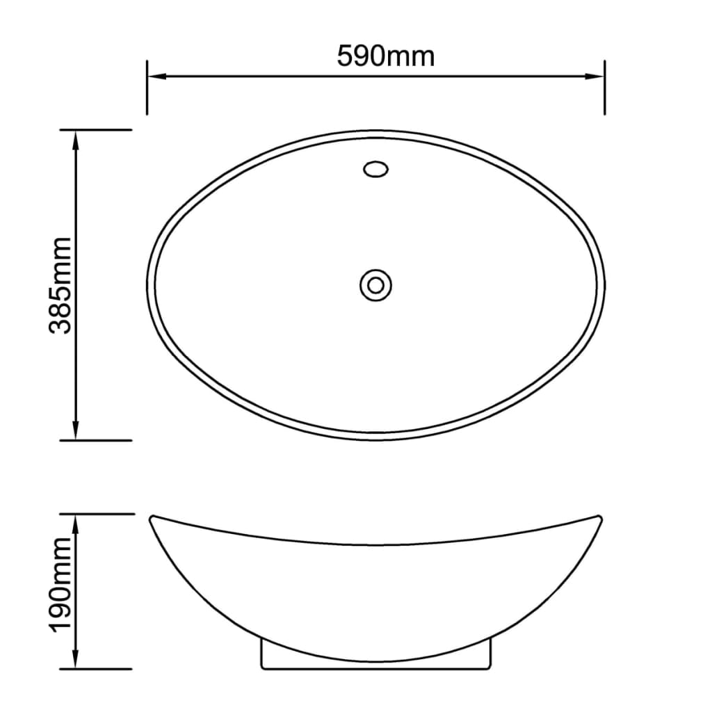 Ceramic Wash Basin Ceramic Sink Overflow Oval Shape 59 x 38.5 cm