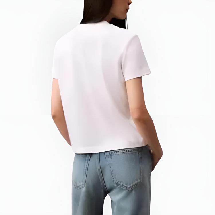 Calvin Klein Мягкая Дышащая Удобная Однотонная Футболка с V-образным вырезом и короткими рукавами Женские топы Ярко-белый 40WL279-110