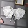 Women's White Embroidered Fake Collar, Double Layered Doll Neck, Fashionable Decorative Shawl with Shoulder Straps