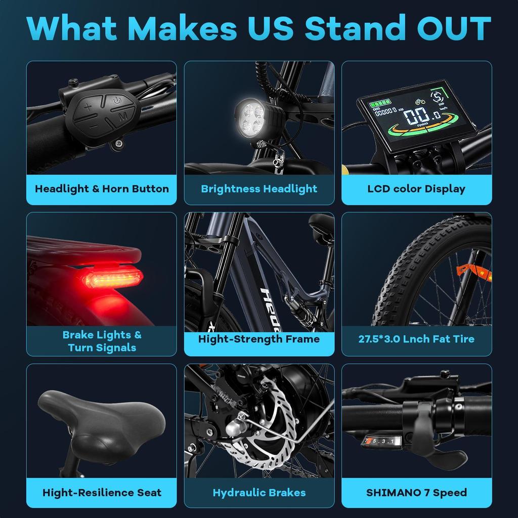 Электровелосипед TX29 2000W с двумя моторами, аккумулятор 48V 19.2AH, рама из алюминиевого сплава с амортизацией, 27.5-дюймовые тонкие шины, городской электровелосипед для поездок на работу.