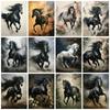 5D Алмазная Картина Новые Поступления Черная Лошадь Полная Круглая Вышивка Мозаика Животное Домашний Декор