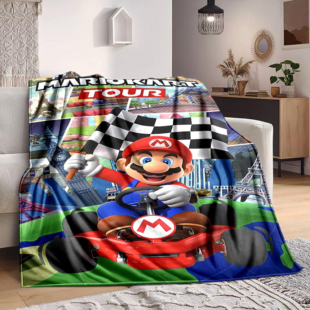 1pc Mario Flannel Blanket, Soft Skin Friendly with Digital Printing, Various Sizes Available for Family, Friends, Birthday