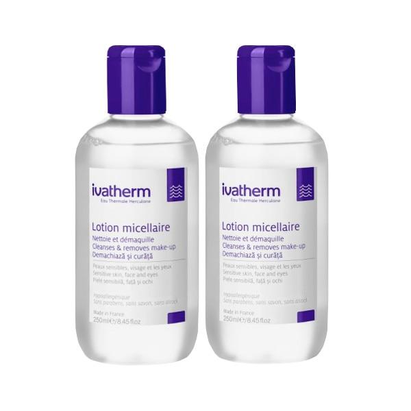 Ivatherm Micellar Water 2x250ml Promo Pack, Deep Cleansing, Gentle Makeup Remover, Hydrating & Soothing, for Sensitive Skin