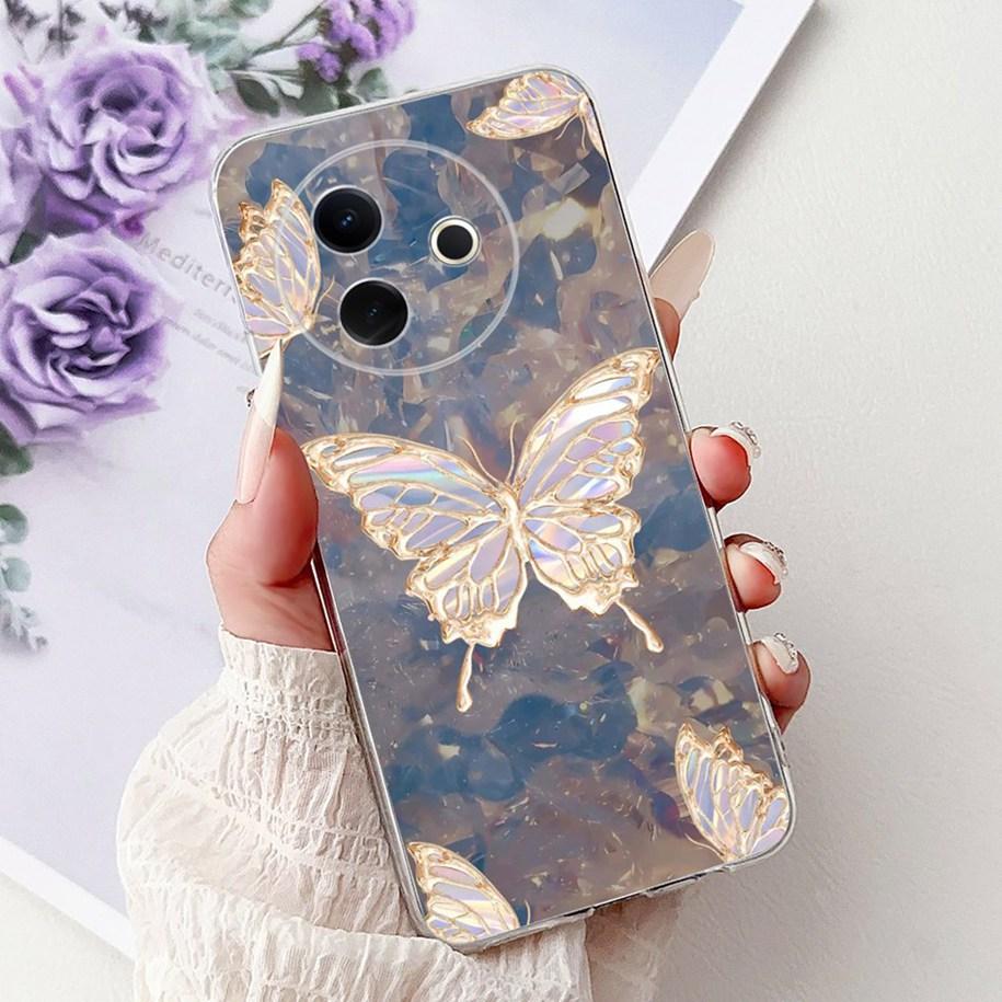 Case For Vivo Y39 Y300i 5G Cover V2436 V2444A New Fashion Flower Butterfly Soft Silicone Clear Cover For VivoY39 VivoY300i Funda