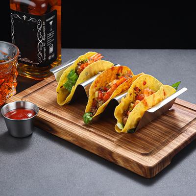 Держатель для тако из нержавеющей стали. Многоразовая подставка для блинов с антипригарным покрытием. Вмещает до 3 тако. Подходит для посудомоечной машины и микроволновой печи. Держатель для буррито. Поднос для кухонной выпечки.