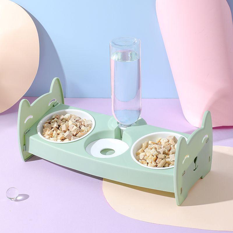 Милые антиопрокидывающиеся миски для еды и воды, кормление домашних животных, медленная еда, двойная пластиковая миска для домашних животных