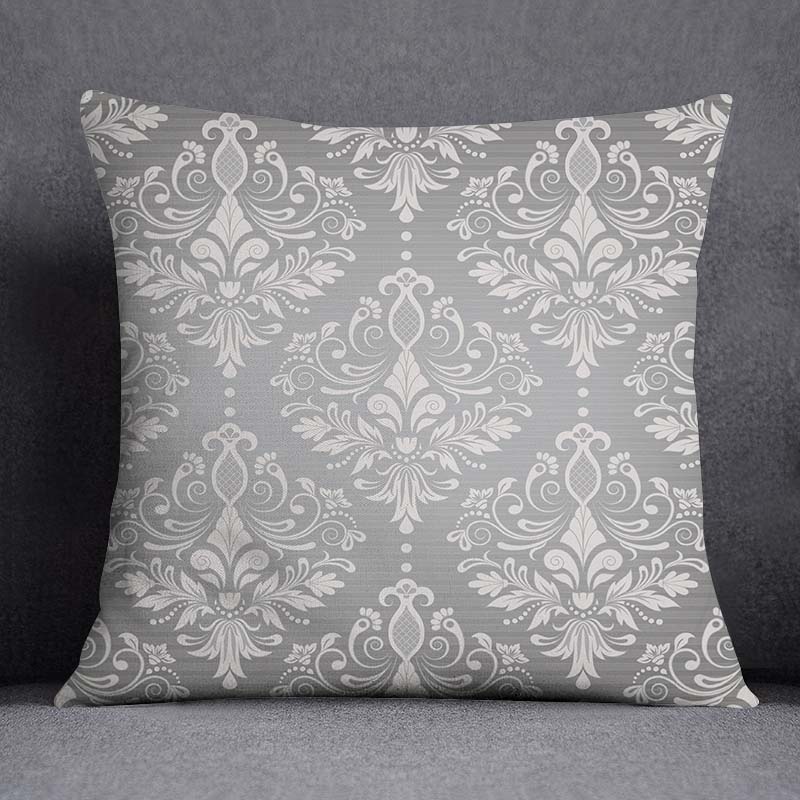 Gray Low White Flower Pattern Home Decoration Pillowcase Square Pillowcase Home Office Decoration Cushion Cover