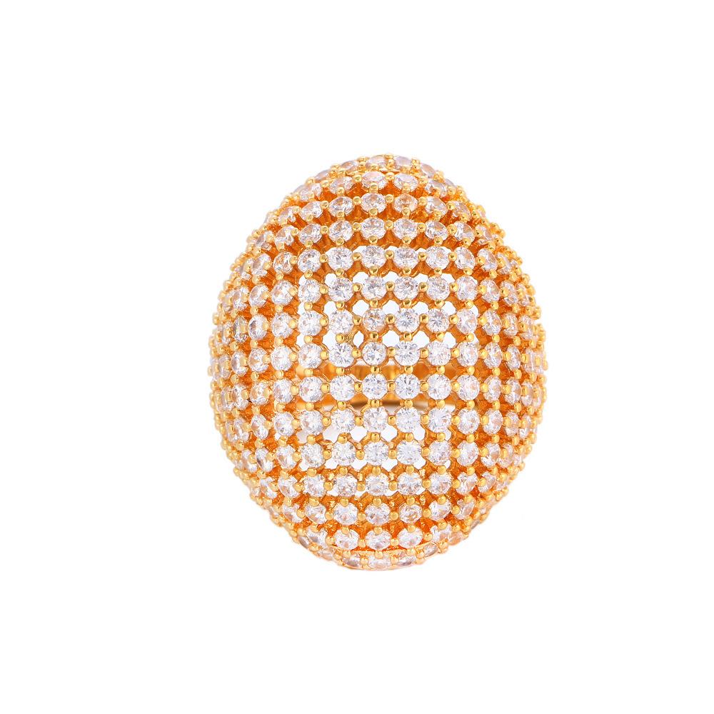 Light Luxury Luxury Gypsy Star Micro-Inlaid Zircon Geometric Hollow Large Ring Full Diamond Oval Ring Jewelry