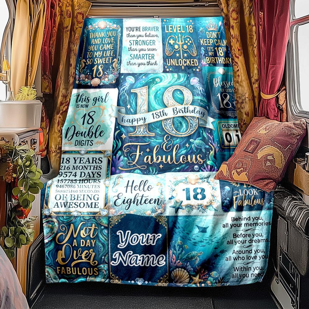 Happy 18Th Birthday 2008 Blanket Personalized Name Soft Comfortable Stylish Blanket Car Blanket Perfect For Travel Camping Outdoor Home Suitable For