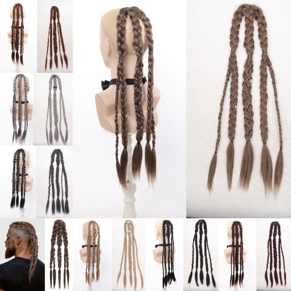 Длинные Viking Hair Extensions Clip In Ручная работа Косы Хвосты Аксессуары для Воина эпохи Возрождения