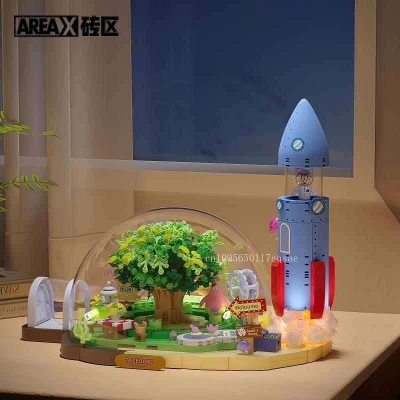 Серия 'Губка Боб Квадратные Штаны' Areax Строительные Блоки Пляжный Купол Домик на Дереве Головоломки Игрушки Коллекция Архитектуры Детские Подарки