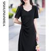 Women's Elegant Short Sleeve Midi Dress