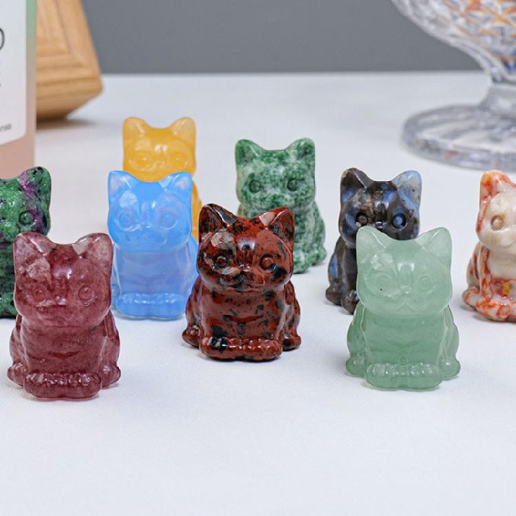Изящная резная фигурка кошки из кристалла для удачи. Идеальный подарок для друга, детей