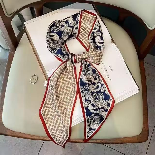Thin and narrow chain, silk scarf, small and long women's spring and autumn fashion versatile, foreign style scarf with shirt, suit, new strap bag