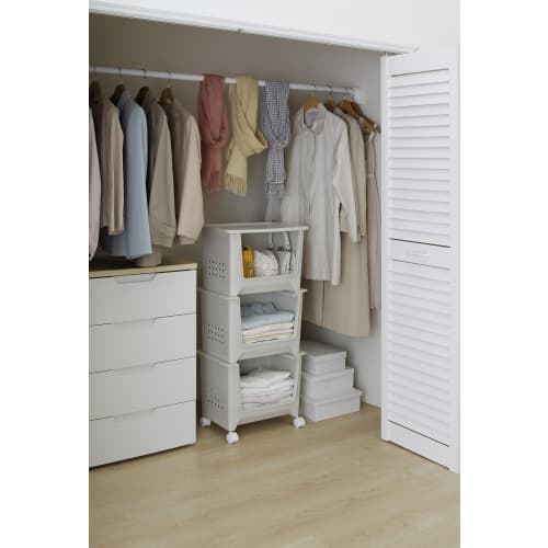 IRIS OHYAMA Stack Basket, Off-White, SB-003