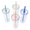 Portable Straw Cup 20oz Colorful Tritan Tumbler for Iced Coffee Juice Tea Milk Dishwasher Safe Drinkware Gift for Teens