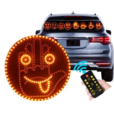 Автомобильный светодиодный креативный забавный жестовый светильник с дистанционным управлением, светодиодный забавный знак с выражением лица, знак среднего пальца, предупреждающие стоп-сигналы
