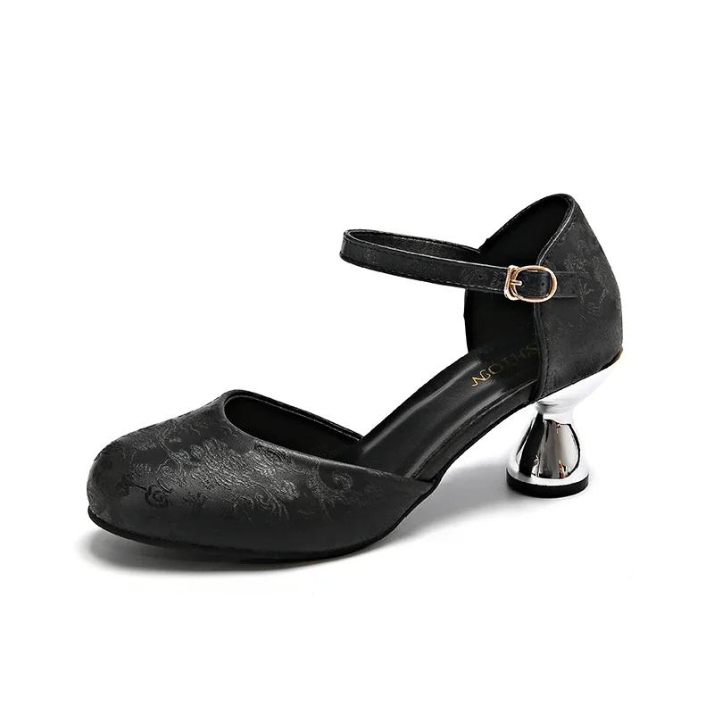 Весенняя новая модная повязка на голову, сексуальные, с неглубокой пряжкой, повседневные, круглые каблуки, женские, большие, элегантные и элегантные, высокие каблуки 35-43