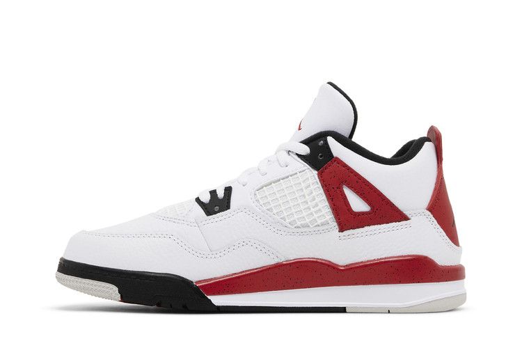 Детские кроссовки Nike Jordan 4 Retro Red Cement (PS) Белый/Огненно-красный/Черный/Нейтральный серый