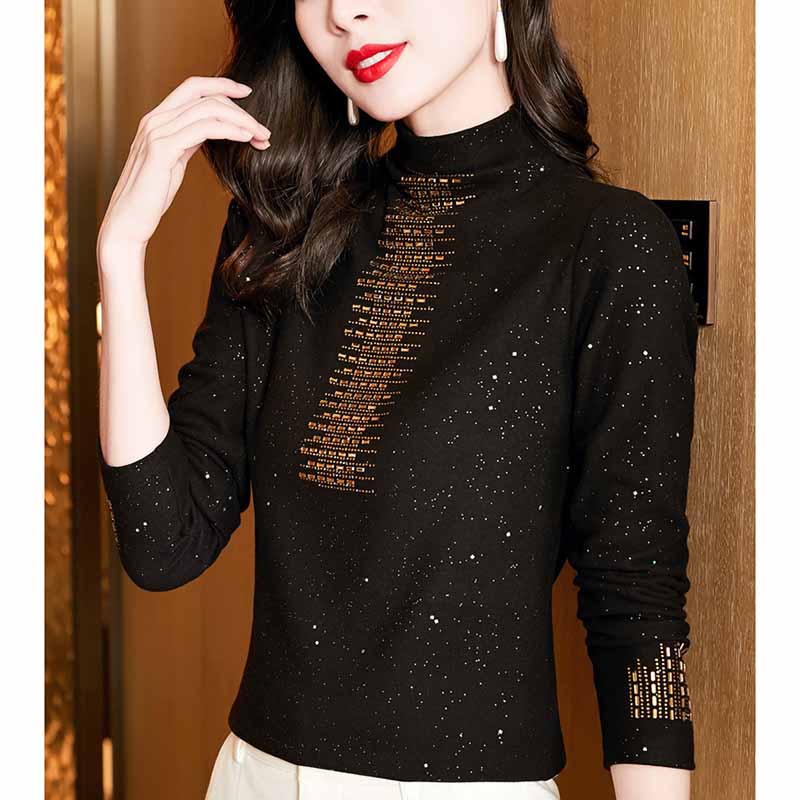 Подшерсток с длинным рукавом, женская осенне-зимняя новая модная рубашка с полувысоким воротником