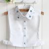 Fashion Embroidery Fake Collar Women Rhinestone Half Shirt Vest Detachable False Collar Faux Cols Lapel Female Necklace Decor