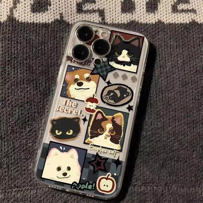 Чехол для телефона с узором-коллажем из портретов питомцев для серий iPhone 17 16 15 14 13 12 11 16E Pro Max Plus Двухслойная защита