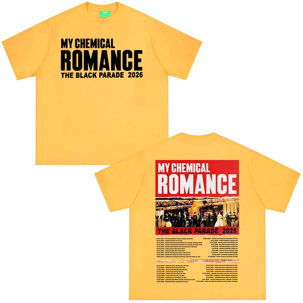 Rock Band My Chemical RoUnisexce Tshirt The Black Parade Tour Tshirts Unisex Women Clothing Fashion Vintage YK Top Streetwear
