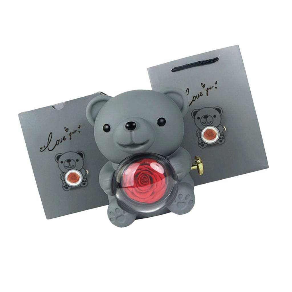 Подарочная коробка Romance Bear с консервированной розой, элегантная для Дня святого Валентина, Дня матери, свадеб, годовщин, различных цветов