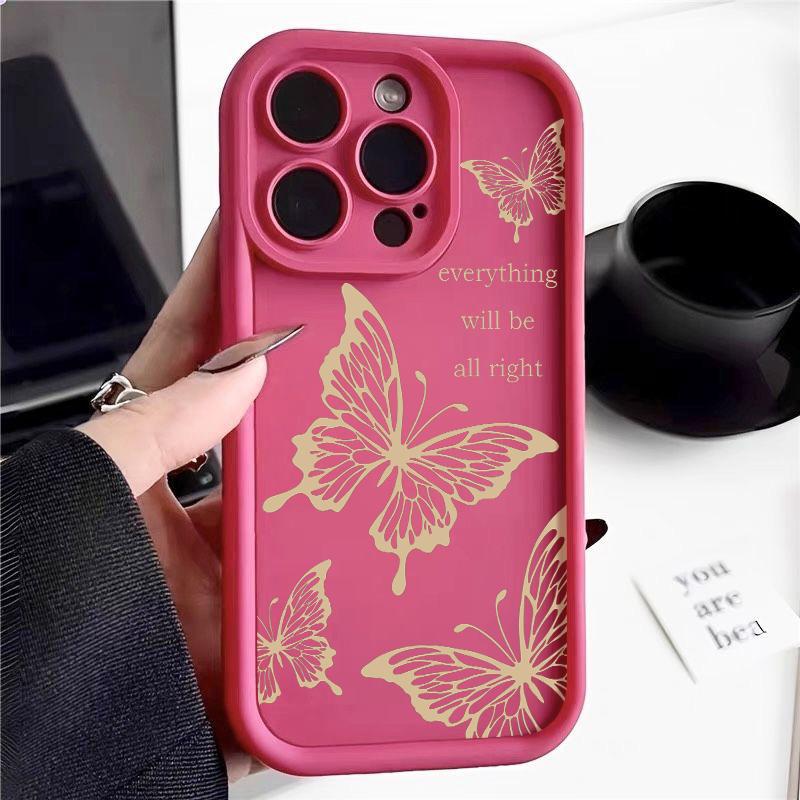 INS Retro Butterfly TPU Phone Case For iPhone 16 Pro 15 14 Plus 13 12 11 Pro Max Plus XS X XR 8 7 Shockproof Soft Bumper Back Cases Cover