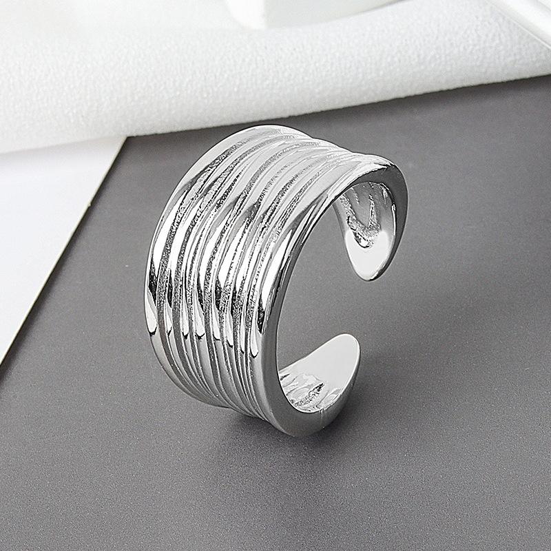 Geometric Glossy Concave Convex Shaped Ring Female Niche Design Personality High Sense Finger Ring Ins Cold Temperament Opening Index Finger Ring
