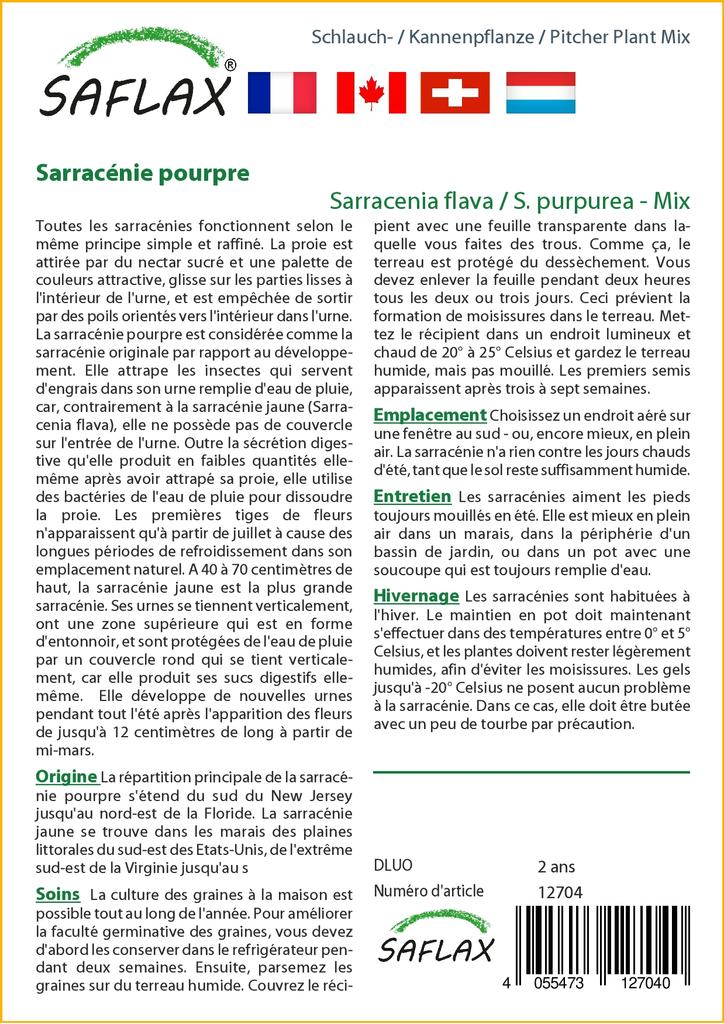 SAFLAX Pitcher Plant Mix - 10 семян - С горшечным субстратом для лучшего выращивания - Sarracenia Mix