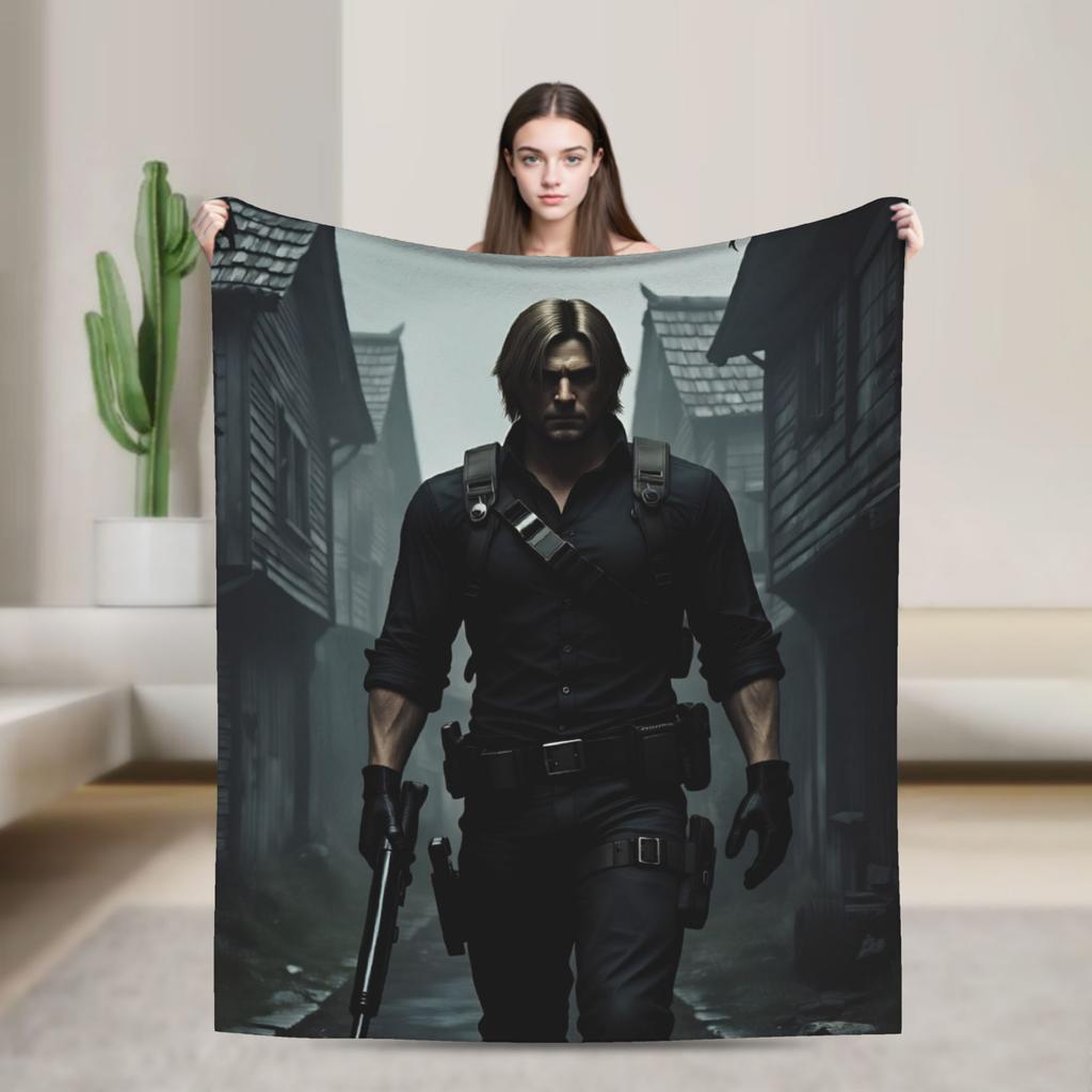 Leon Kennedy Throw Blanket Super Soft Funny Blanket For Couch Chair Travel Flannel Bedspread Bed Cover