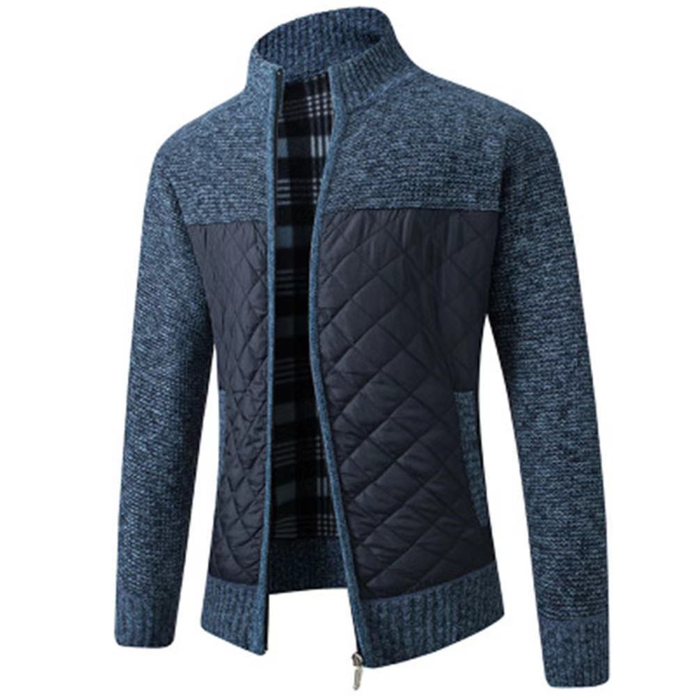 Plus Cotton Thickened Men's Sweater Jacket Large Size Foreign Trade Long-sleeved Zipper Knit Coat Stand Collar Cardigan