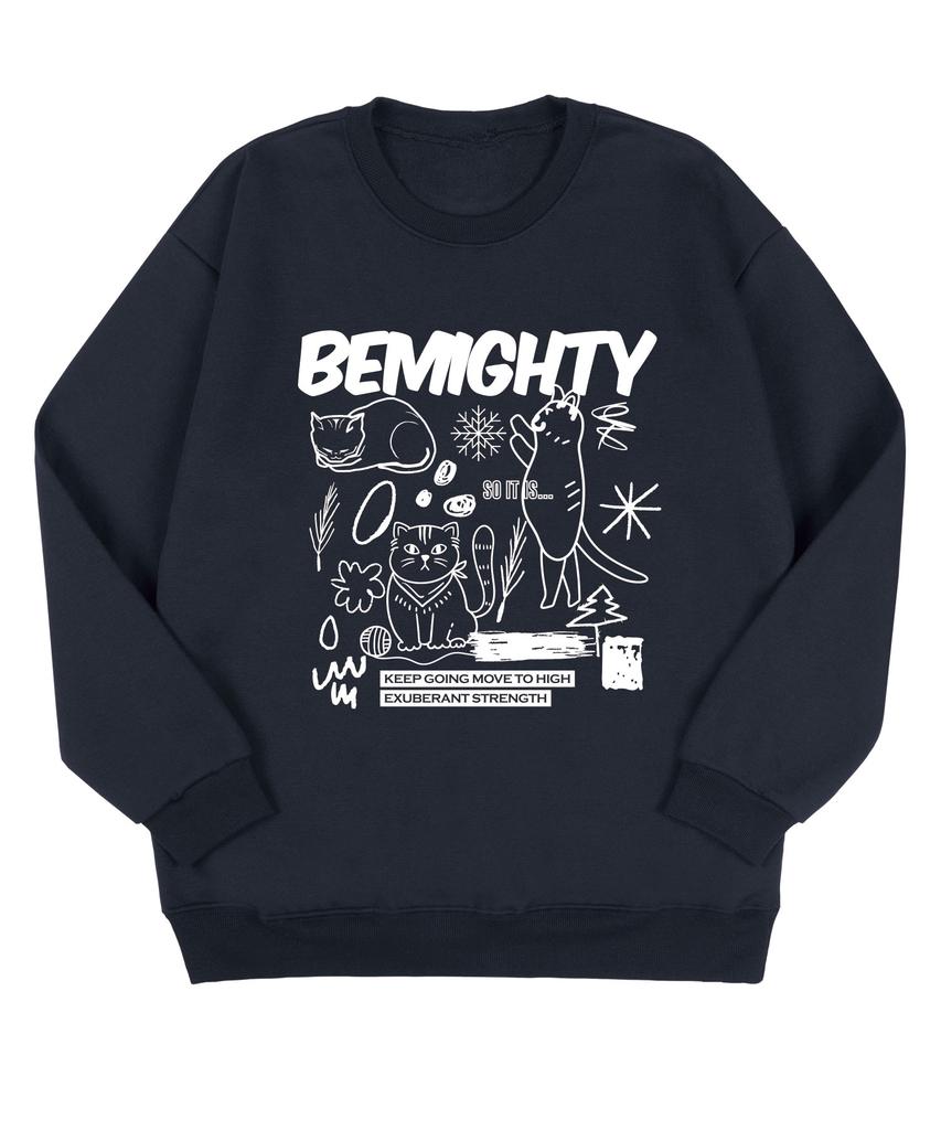 BEMIGHTY Drawing Cat Oversized Premium Double-Sided Sweatshirt [Black] (B Type)