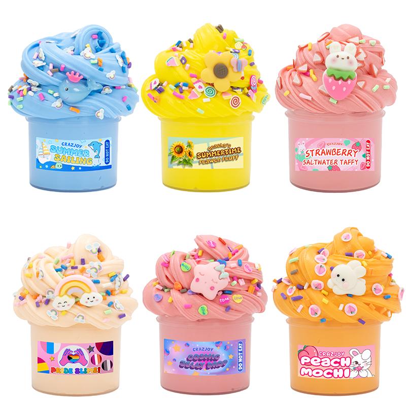 Праздничный набор Fluffy Butter Slime 2,37 унции, нелипкий ароматизированный DIY-набор для творчества, мягкое средство для снятия стресса для вечеринок и праздничных подарков