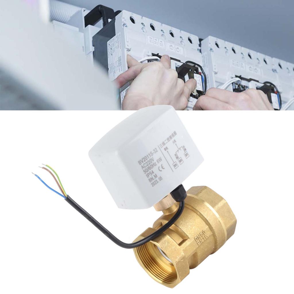 AC220V DN50 2" Inch 2 Way 3 Wire Brass Electric Motorized Ball Valve
